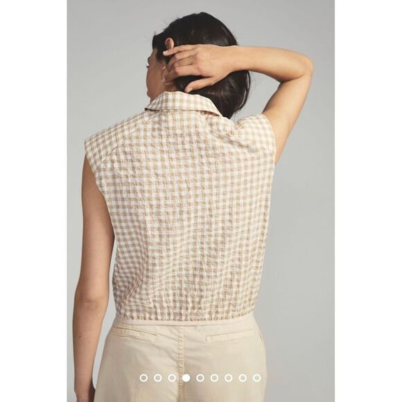 New Anthropologie x Maeve Gingham Sleeveless Buttondown Size L - Picture 5 of 11